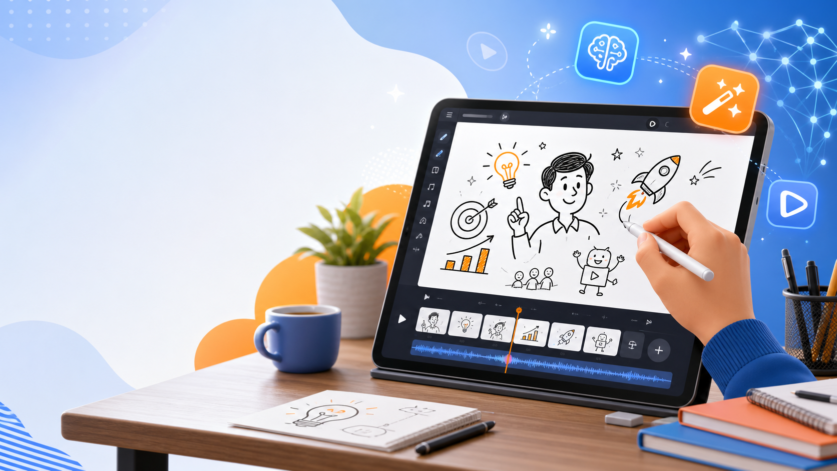 Abstract product-themed illustration for InstaDoodle